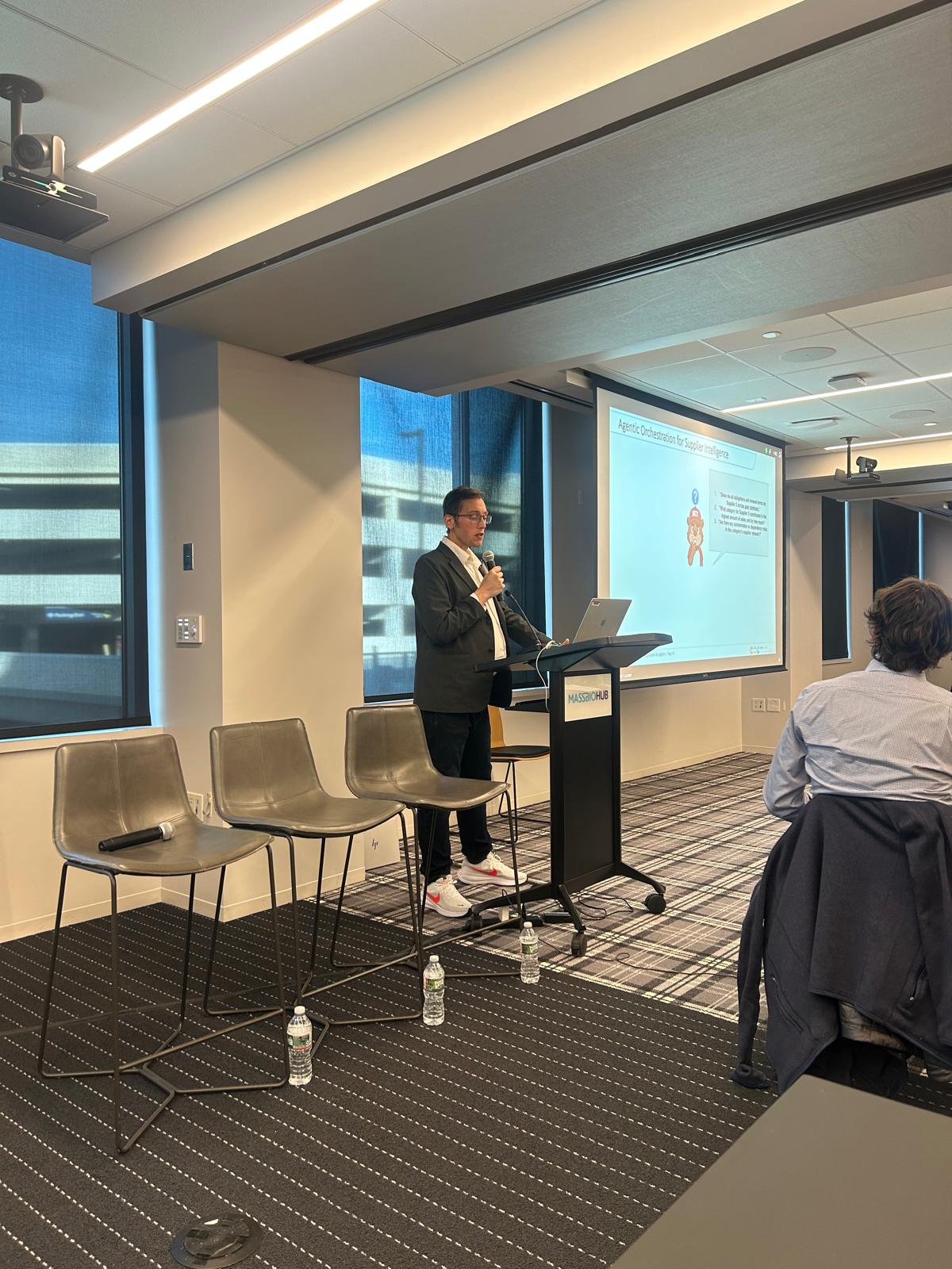 Alex Carroll presenting on Agentic Orchestration for Supplier Intelligence